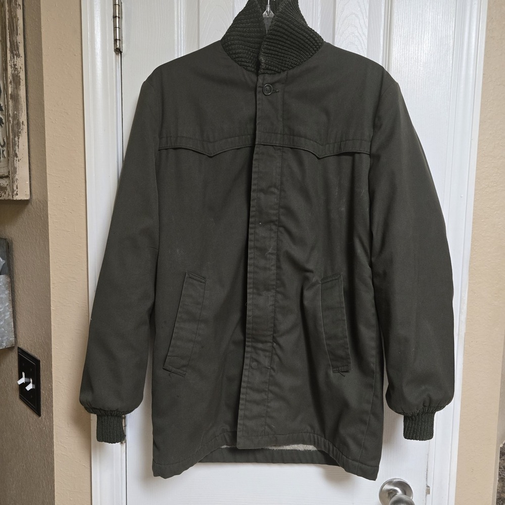Sears Oakbrook Men Med? Vintage Tan Canvas‎ Clicker Sherpa Lined Jacket